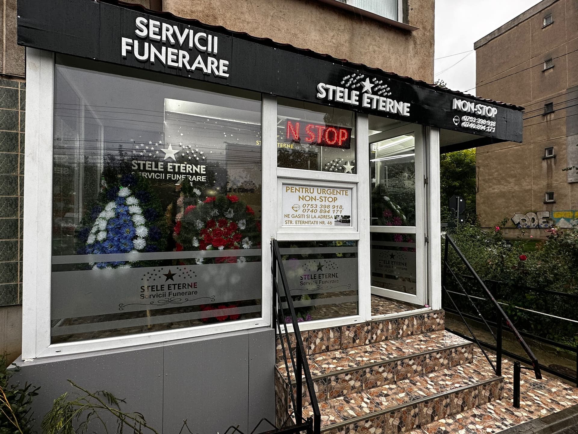 Fațada punctului de lucru Servicii Funerare Stele Eterne, Tulcea